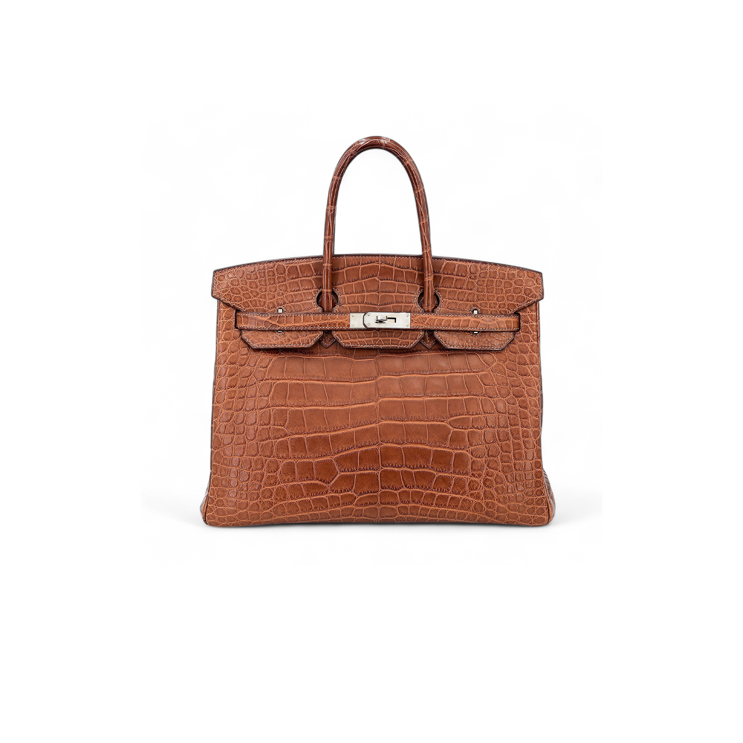 HERMÈS MASTER BIRKIN 35 CROCODILE LEATHER GOLDEN BROWN GOLD BUCKLE H041367CK02 (35*28*18cm)